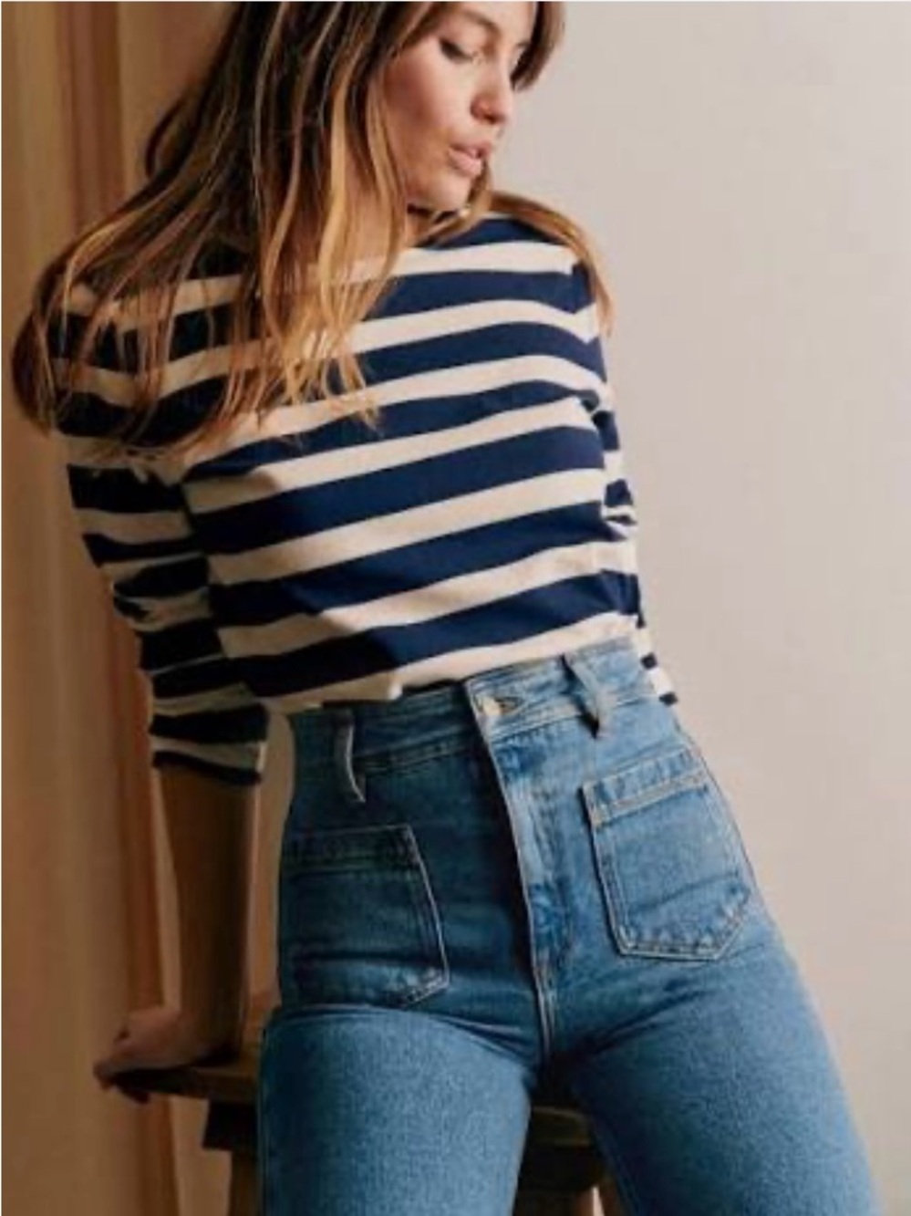 Sezane Navy & Cream Colette Striped marinière